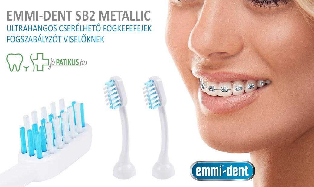 Emmi-dent SB2 Metallic ultrahangos cserélhető fogkefefej, pótfej fogszabályzót viselőknek - jópatikus
